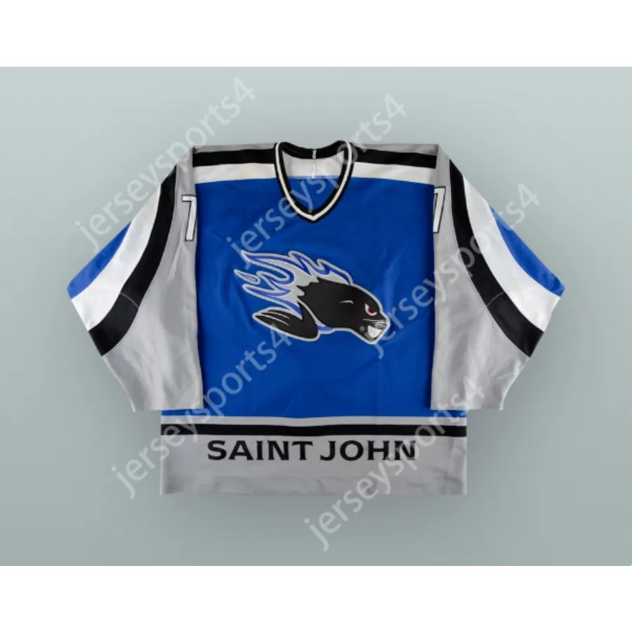 Personalizado JEAN-PHILIPPE COTE 7 SAINT JOHN SEA DOGS AZUL HÓQUEI JERSEY NOVO Top Costurado S-M-L-XL-XXL-3XL-4XL-5XL-6XL