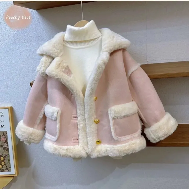Płaszcz Baby Girl Princess Bawełniana kurtka futrzana niemowlę dziecięce dziecko zimowe patchwork grube ciepłe ubrania odzieży wierzchniej 18m 12y 231215