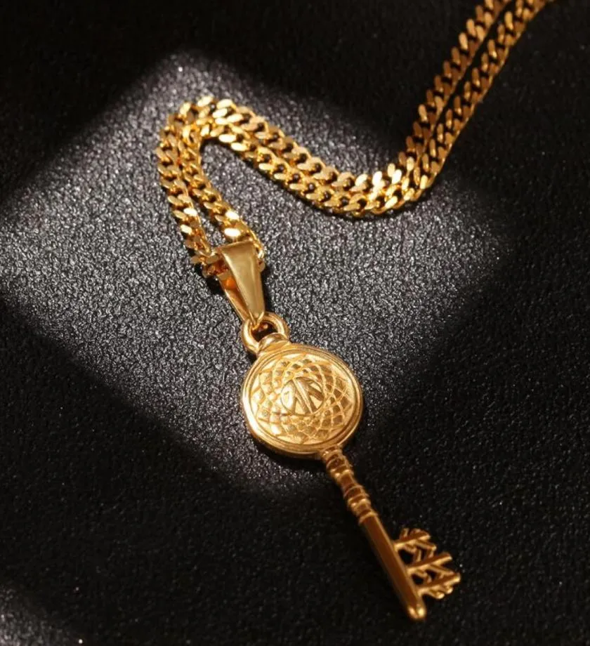 Hip Hop Edelstahl antike Schlüsselanhänger Halsketten für Männer Frauen Herren Anhänger Gold Kette Halskette Schmuck Geschenk5257732