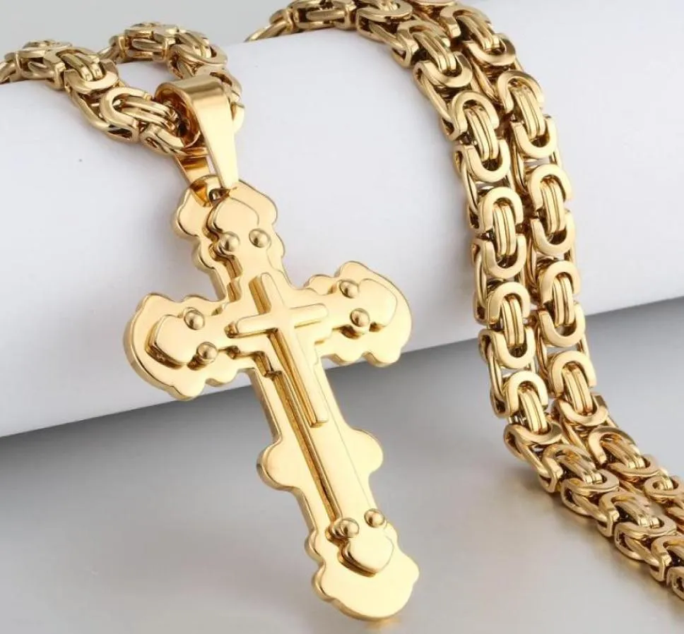 Naszyjniki wiszące wielopostaciowe Naszyjnik Nonkażowy Kościół ze stali nierdzewnej Łańcuch Link dla mężczyzn Ortodoksyjna Modlitwa Biżuteria Prezent7025976