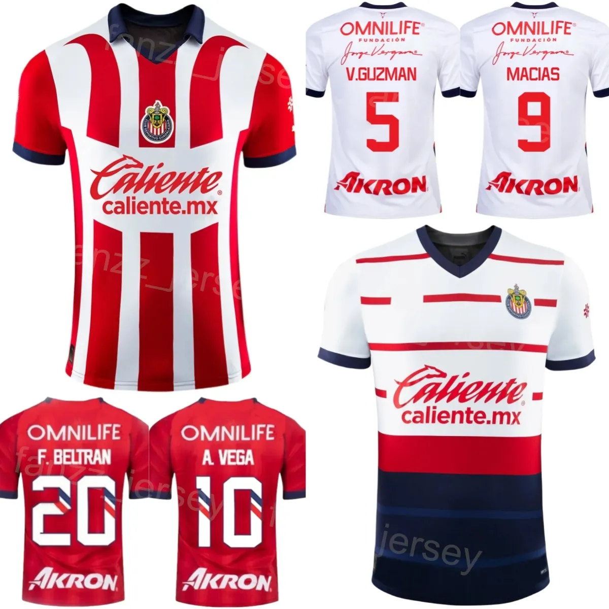 Homem Chivas de Guadalajara 14 MARIN Soccer Jersey 2023 24 Club Team Beltran PADILLA GONZALEZ OROZCO SEPULVEDA MOZO 25 ALVARADO GUZMAN CALDERON Camisa de futebol Kits