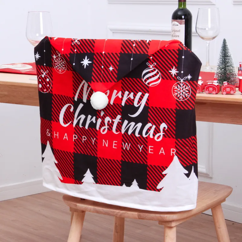 Christmas Chair Cover Santa Claus Snowman Deer Creative Cartoon Christmas Decorations Double-sided Printing