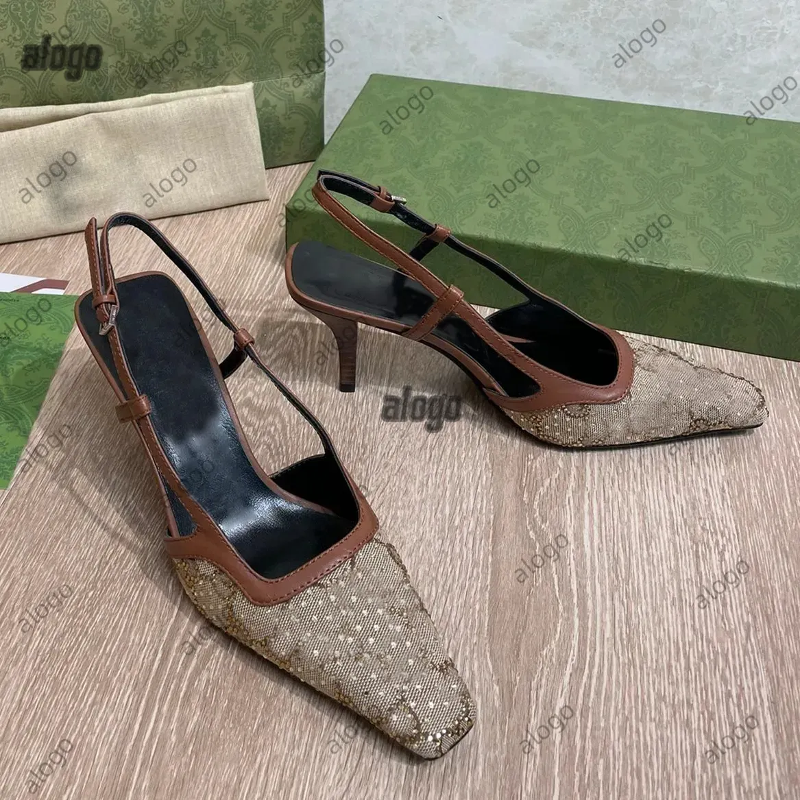 Classic Glossy Ankle Sling Short Heel