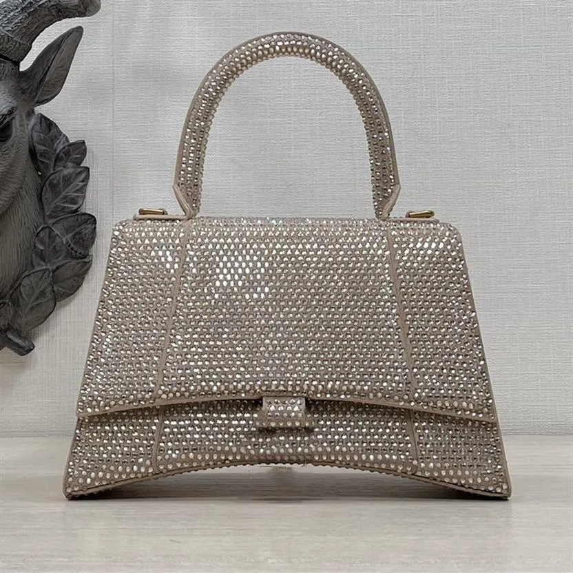 Strass Zandloper Tas Top Kwaliteit Shimmer Crossbody Crescent Bag Handtas Vrouwen Hobo Portemonnees Echt Lederen Diamanten Should155r