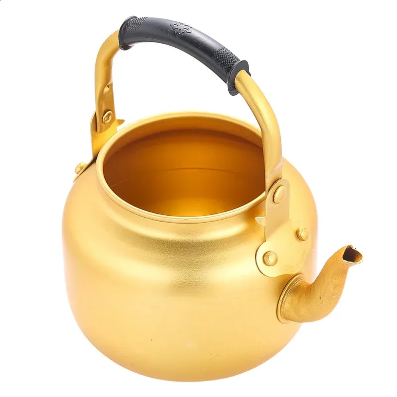 Wasserflaschen Aluminium Wasserkocher Outdoor Tragbare Teekanne Kaffeekanne Große Kapazität Wasserkocher Küche Camping Kochgeschirr Kochzubehör0,75-6L Gold 231214