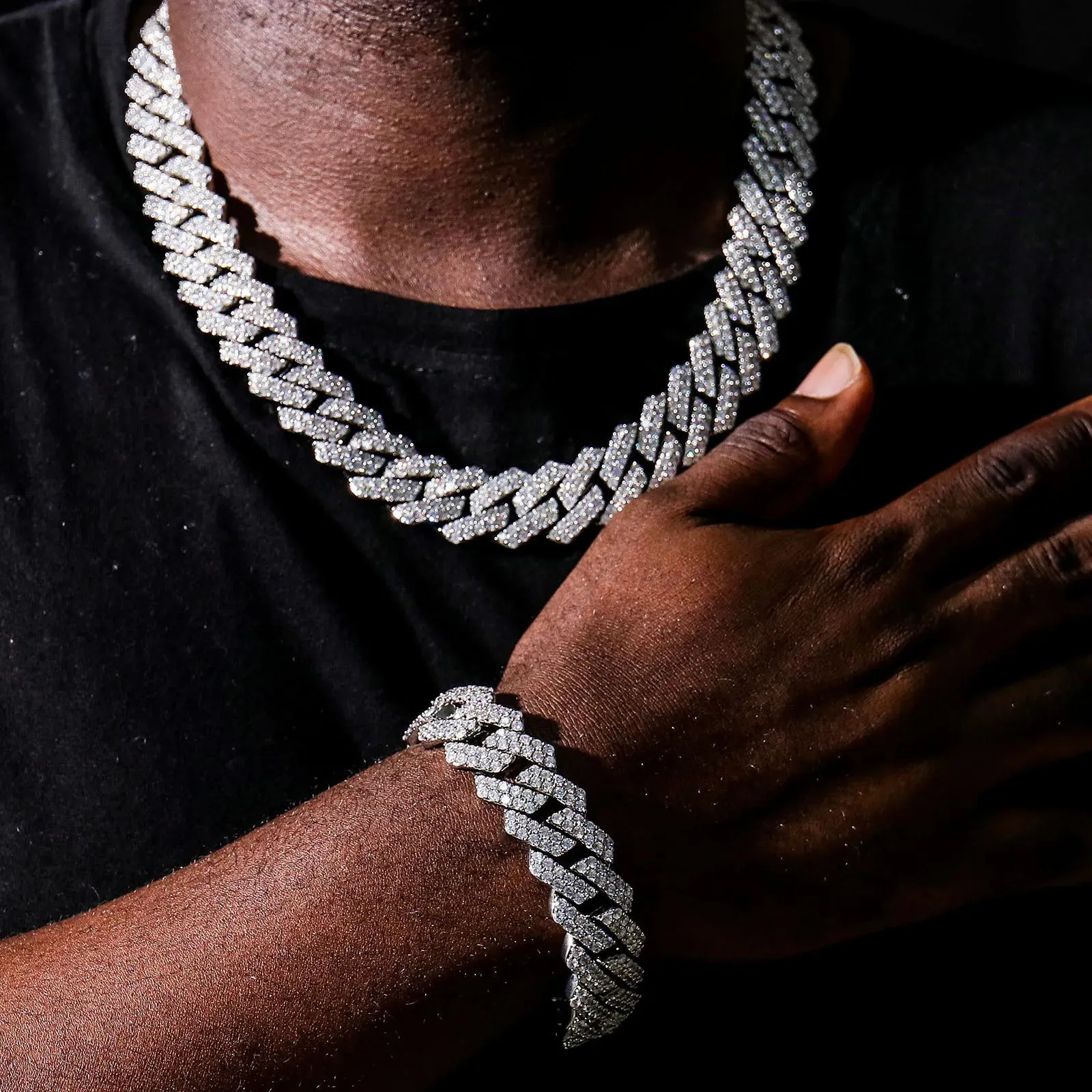 Necklace Horizon Iced Out Pass Diamond Tester vvs Moissanite Jewelry Necklace Bracelet Women's 15mm 925 silver  Cuban Chain Men's Hip Hop tennis chain