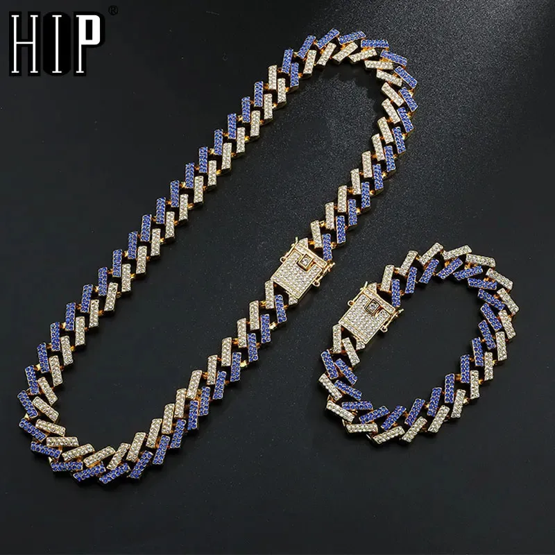 Pendant Necklaces Hip Hop 15MM Bling Iced Out Crystal Cuban Prong Chain Zircon Men s Bracelet For Men Jewelry 8 16 18 20 24in 231214