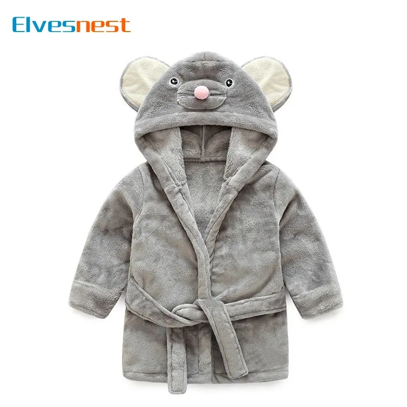 Handdoeken gewaden flanel lange mouw capuchon kids girls robe cartoon jongens badjas voorjaar herfst kinderen meisjes gewaad 2-6 jaar 231215