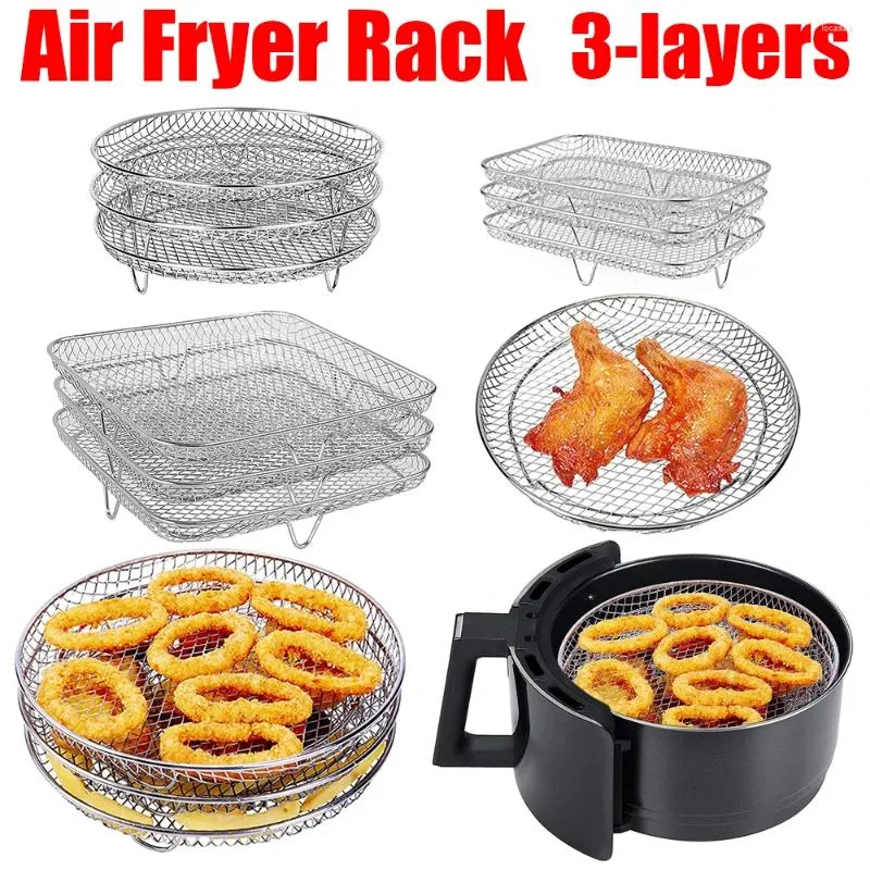Double Boilers 3 Layers Air Fryer Rack Stackable Grid Grilling