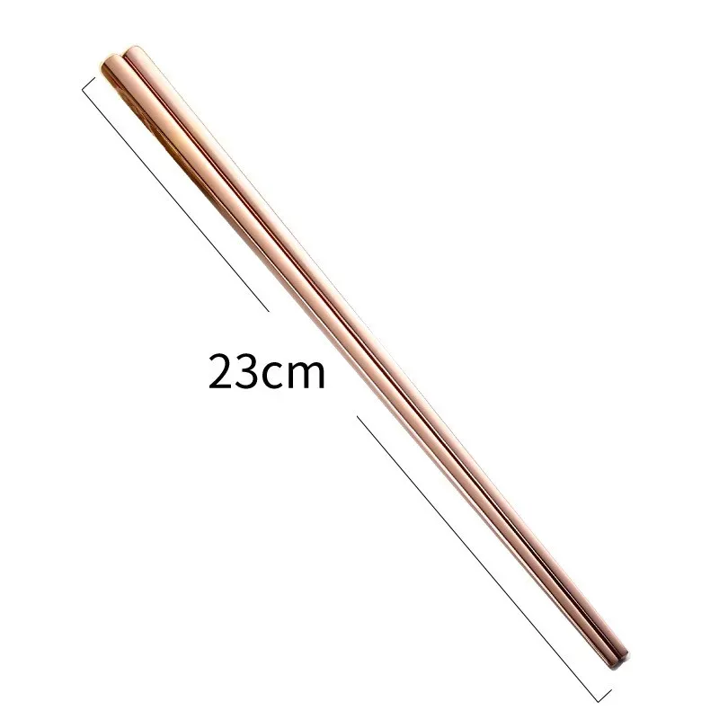 Metal Square Chopsticks Glossy Titanium Plated Anti Scalding High-grade 304 Stainless Steel Rainbow Golden Black Chopstick