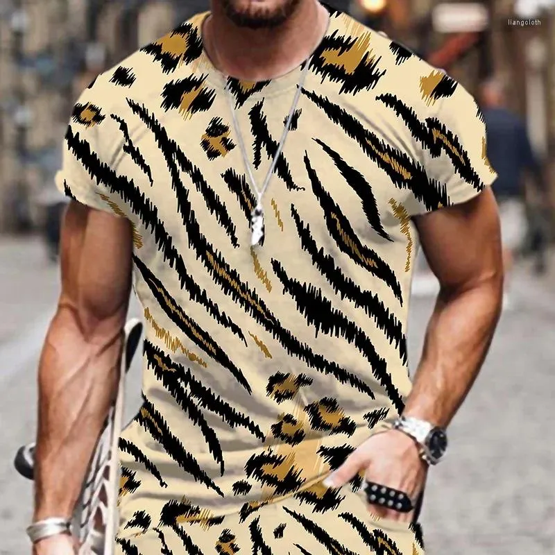 T-shirts pour hommes 2023 hommes T-shirts imprimé léopard Animal survêtement mode d'été 3D imprimé à manches courtes T-shirt surdimensionné