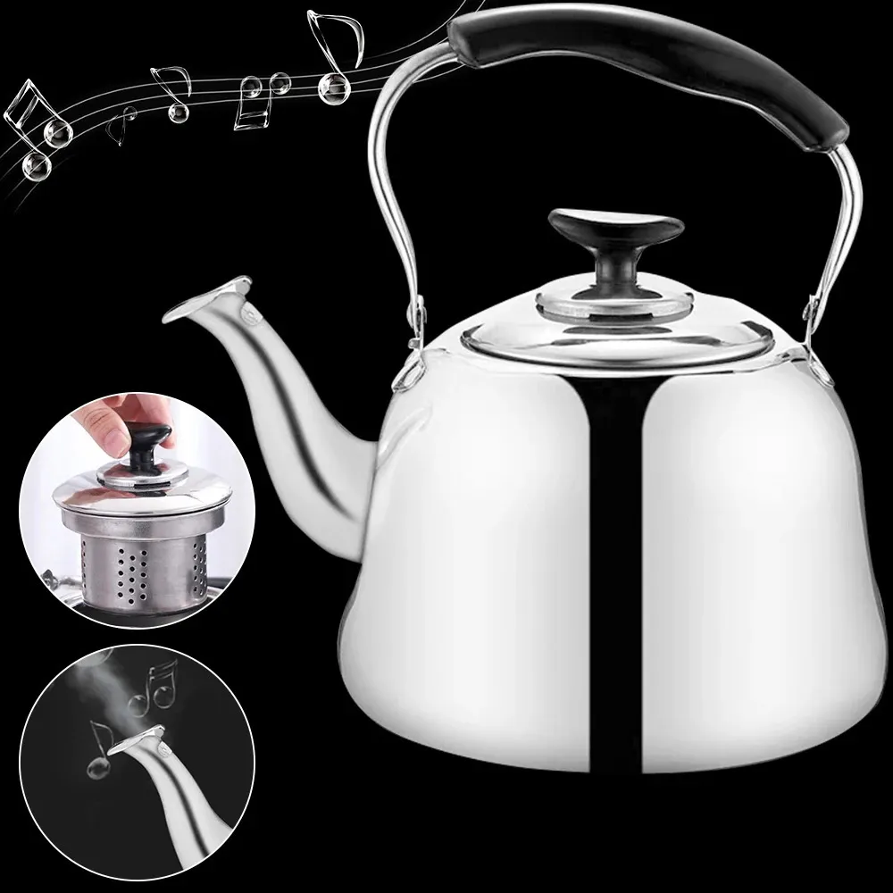 Water Bottles Large Capacity Water Kettle Thicker Stainless Steel Teapot Coffee Container Kitchen Cookware for Gas Induction Cooker 1L/1.5L/2L 231214