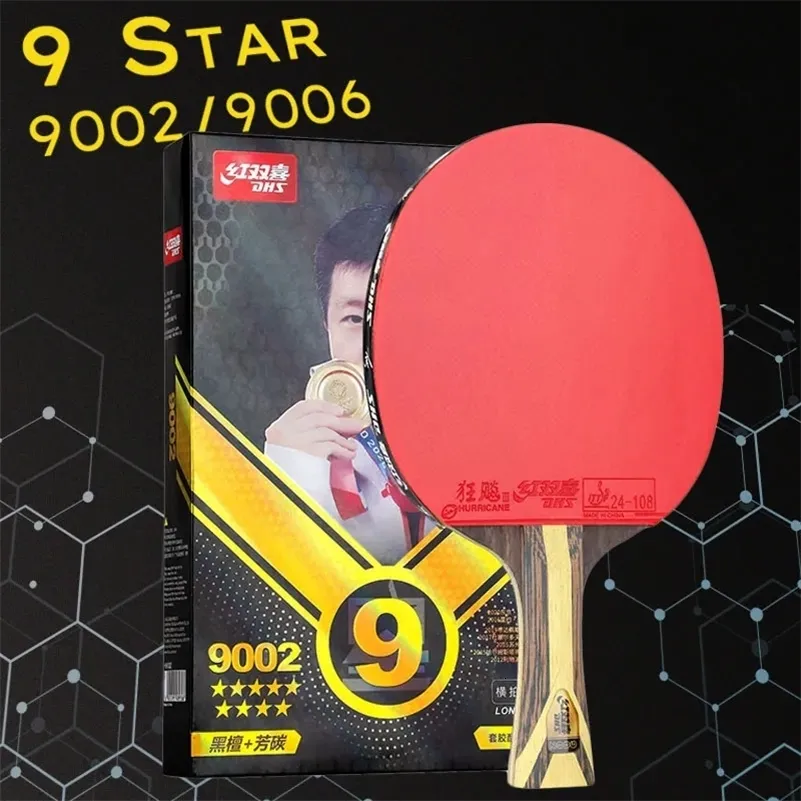 Bord Tennis Raquets 9 Star Racket Professional 5 Wood 2 ALC Offensiv Ping Pong med orkanen Sticky Rubber 231214
