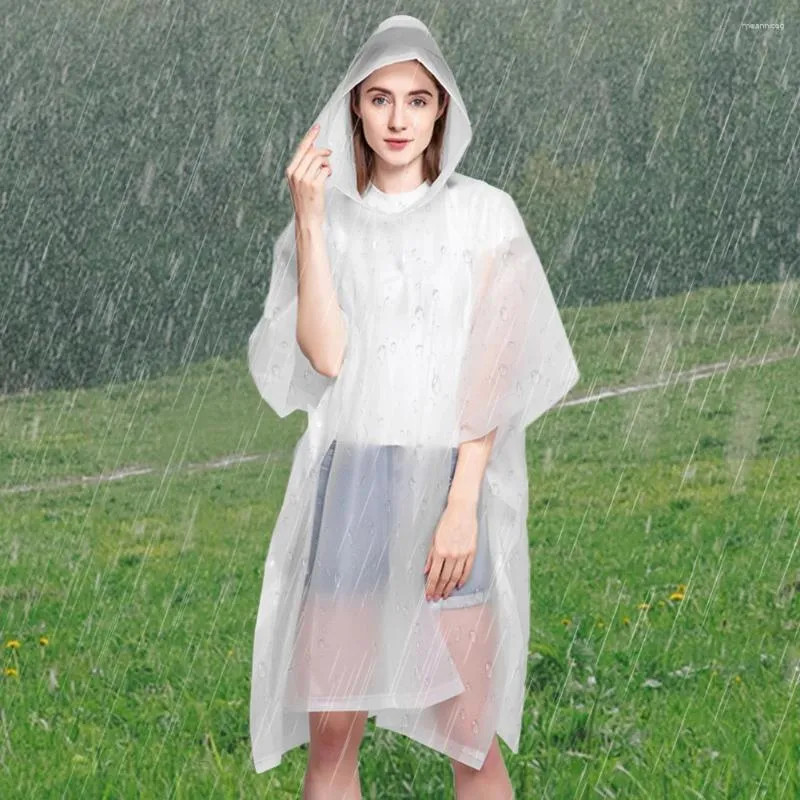 Vêtements de Pluie d'extérieur Vêtements de Pluie réutilisables avec Capuche à Cordon de Serrage Costume imperméable épaissir Manteau EVA imperméable pour Adultes Femmes et Hommes