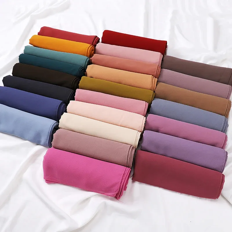 Bandane Durag All'ingrosso Big Size Premium Chiffon Sciarpa Hijab Donna Tinta unita Scialle Avvolgere la testa Foulard islamico Foulard Femme180 * 85cm 231214