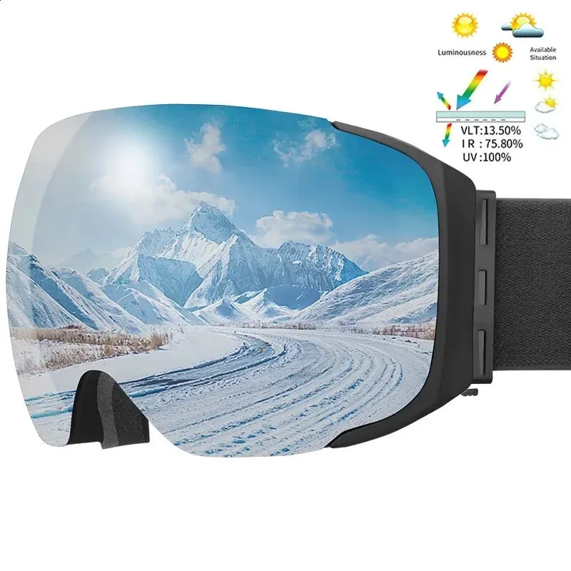 Kayak Goggles Kayak Goggles Kış Profesyonel Manyetik Çift Katman Anti-Fog UV400 Anti-UV Anti-UV Snowboard Goggles değiştirilebilir Lens Kayak Maskesi 231214