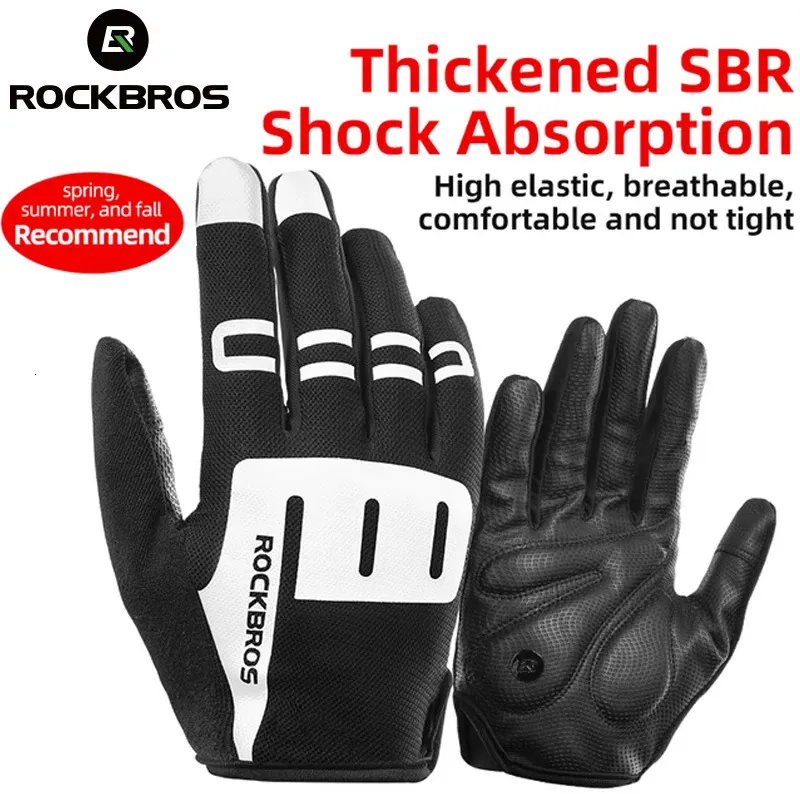 Guanti sportivi ROCKBROS Touch Screen Dita piene Gel bici Ciclismo MTB Bici da strada Equitazione Racing Primavera Autunno Guanto da bicicletta 231215