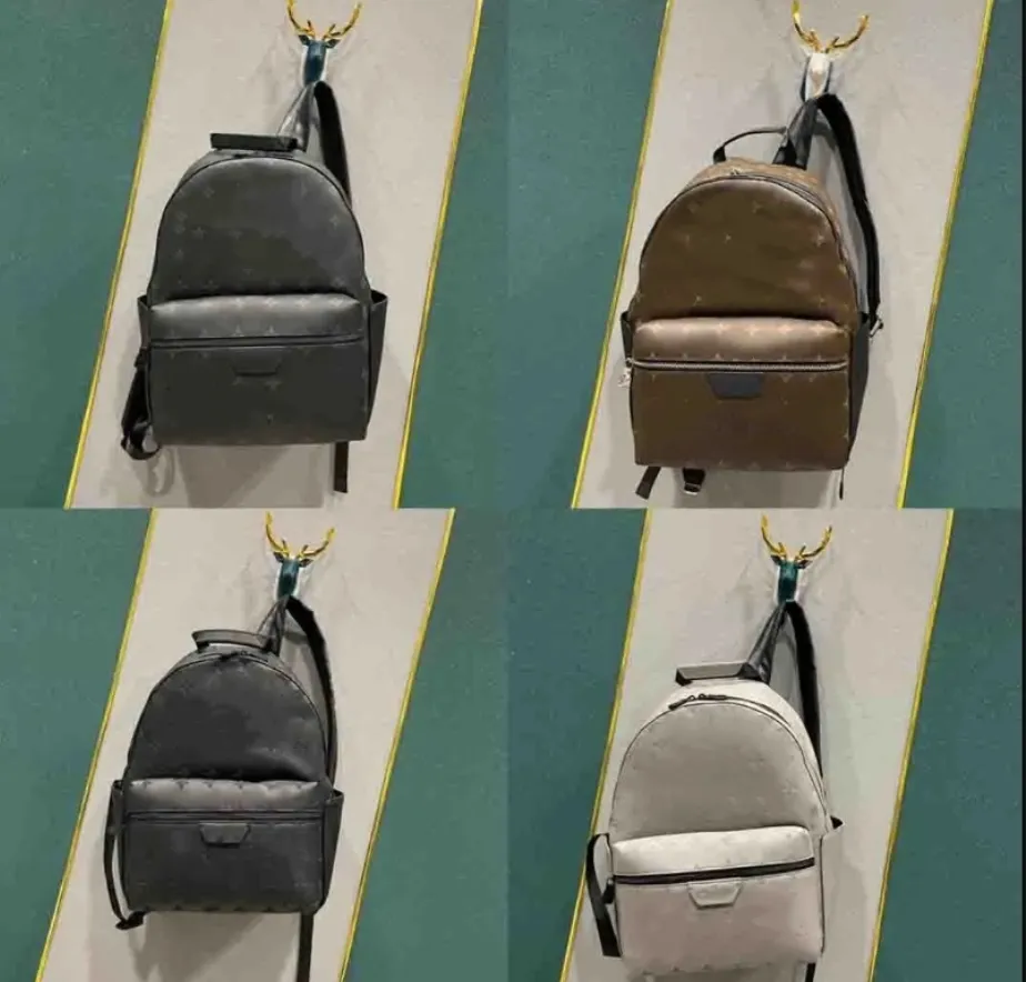 10A ZAINO DISCOVERY M46553 Borsa funzionale da uomo grigio nero Modello di fiori in rilievo Zaini in pelle di design Borsa da college per scuola portatile Zaino da uomo