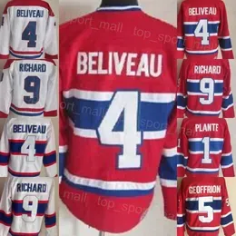 Men Retro Hockey 4 Jean Beliveau Jersey Vintage 1 Jacques Plante 5 Bernie Geoffrion 9 Maurice  11 Brendan Gallagher 27 Alex Kovalev 31 Carey Price CCM Retire