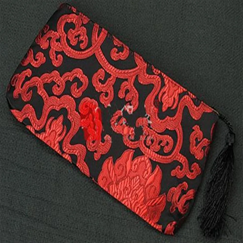 Grande artesanato saco de presente de natal para embalagem de jóias zíper bolsa feminina moeda carteira borla china brocado de seda maquiagem armazenamento pouch301l