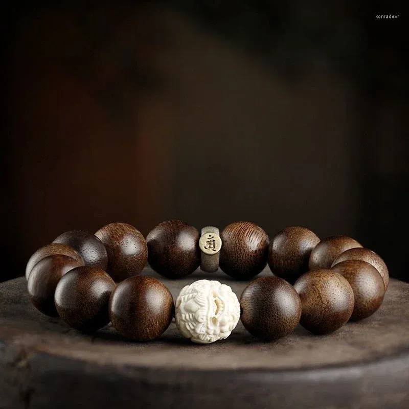 Bracciale in avorio di mammut naturale Eaglewood naturale Buddista Kalimantan Void Bodhisattva tibetano per uomo