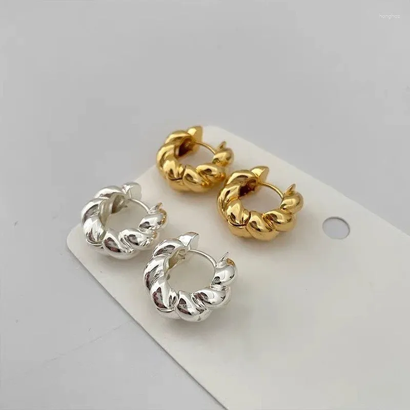 Hoop Earrings VSnow Simple O Shape Twist Metal Earring For Women Femme Gold Silver Color Geometric Vintage Jewelry Accessories