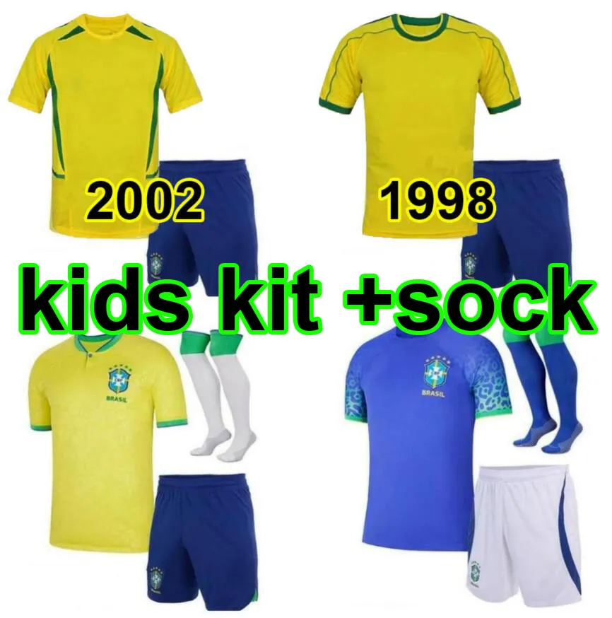 23/24 Brazil Kids Kit Kit Soccer Jerseys L.Paqueta Neymar Vini Jr. P.Coutinho Richarlison Football Shirt G.Jesus T.Silva Bruno G.