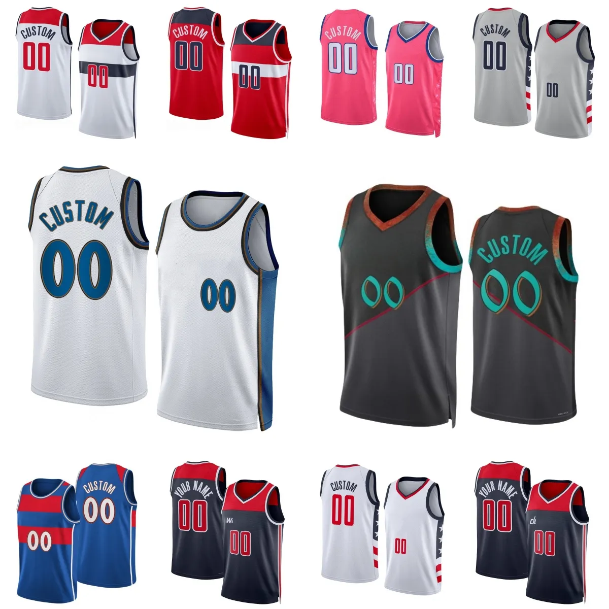 33 Kyle Kuzma Jersey Custom 2023-24 Printed Basketball Jerseys 13 Poole 1 Johnny Davis 24 Corey Kispert 21 Daniel Gafford Tyus Jones Landry Shamet Delon Wright Shorts