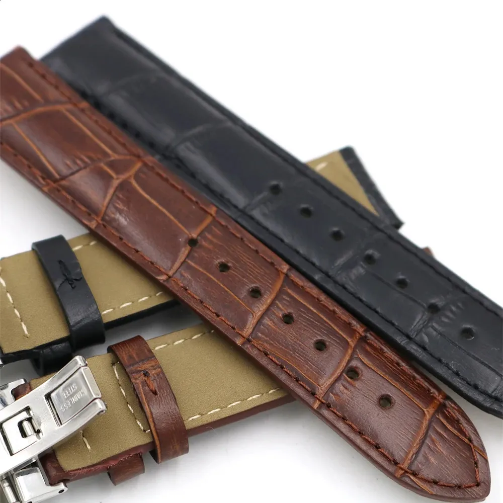 Titta på Bands Leather Band 19mm Black Brown Real Calf Replacement Strap Armband för PRC200 T17 T1 T014430 T014410 231214
