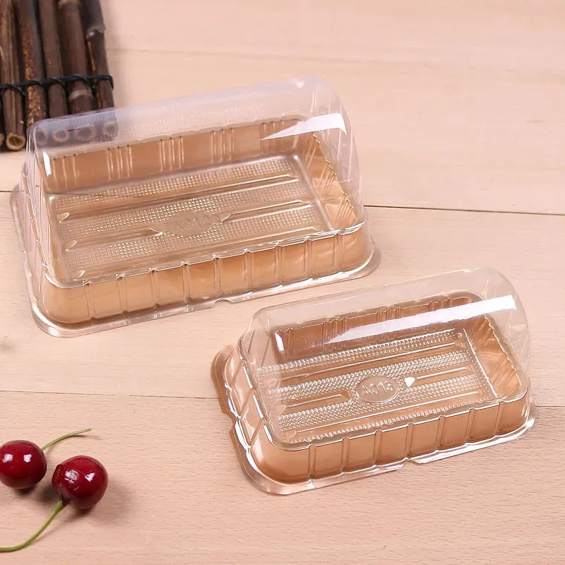 wholesale Baking Packaging Box Swiss Roll Bread Disposable Cake Boxes Cheese Mousse Clear Plastic Pastry Case Long Blister Packs