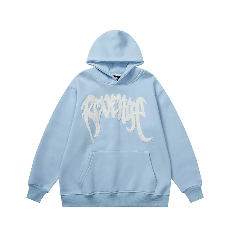 DHgate.com:Distressed Teardrop Denim Pullover Hoodie with