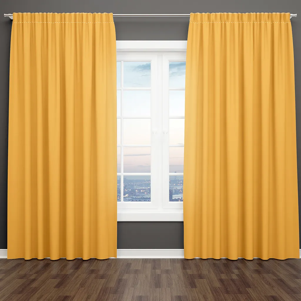 Foto 3D-Vorhänge Solide gelbe Vorhänge Fenstervorhang für Schlafzimmer Wohnzimmer Hakendekor
