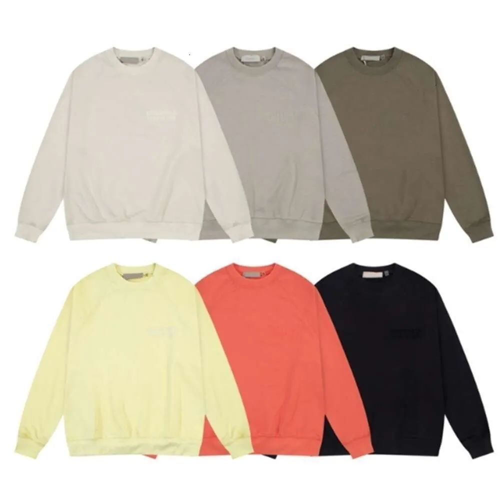 FOG Trendy Double Thread ESSENTIALS Season 8 Flocked Letter Terry Men's and Women's Loose Round Neck Pullover Sweater