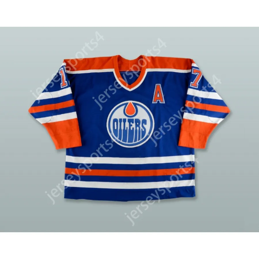 مخصص Jari Kurri 17 Edmonton Oilers Blue Hockey Jersey Top Top Sitched S-L-XL-XXL-3XL-4XL-5XL-6XL