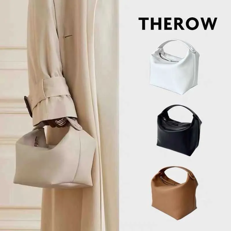 Sac de boîte à lunch en cuir véritable The Row, nouveau sac seau d'automne et d'hiver, design minimaliste, sensation haut de gamme, sac à main pour femme 231215