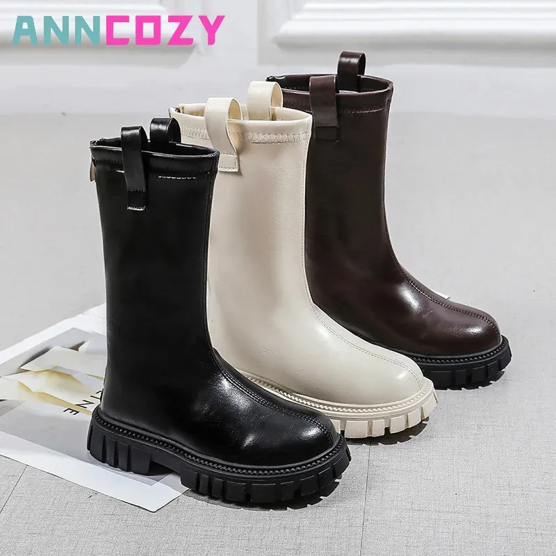 Botas meninas botas altas outono e primavera sapatos de couro moda infantil estilo japonês princesa sapatos passarela simples não-s 231215