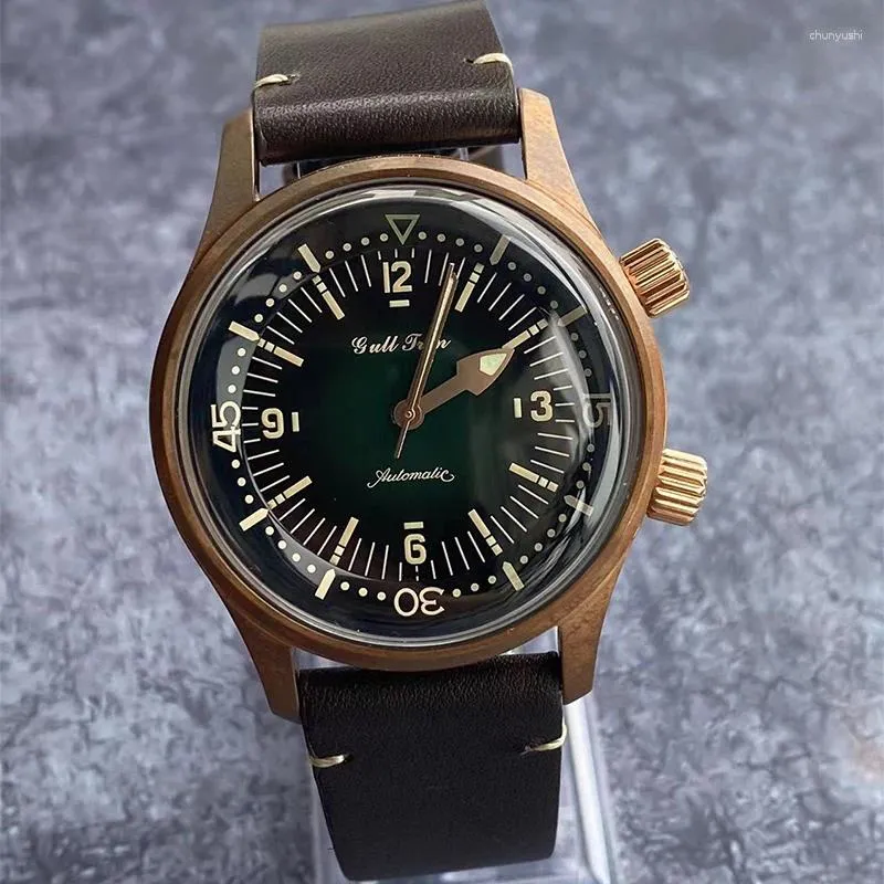 Relojes de pulsera GULL TRON Hombres Reloj automático Bronce Relojes de lujo Reloj de pulsera mecánico militar Zafiro 100 m Impermeable Luminoso ST2103