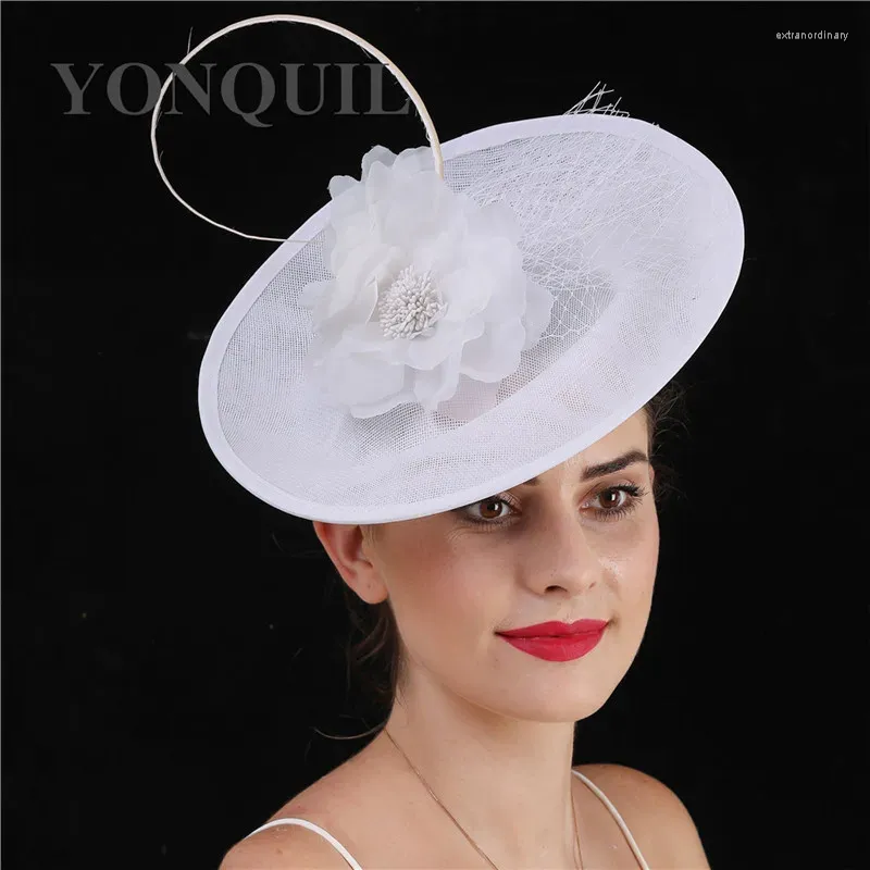 Royal Blue Fashion Hair Fascinator Ladies Big Hat Mesh Flower Wedding Headwear Fancy Veils Deco Accessories Pannband