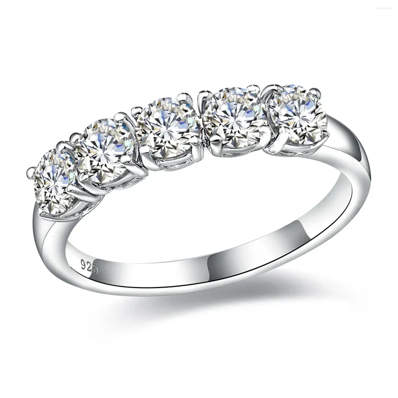 Cluster-Ringe Seasky reiner 925er Sterlingsilber-Moissanit für Frauen funkelnder VVS1 D-Farben-Hochzeits-Verlobungsdiamant-Ring edler Schmuck