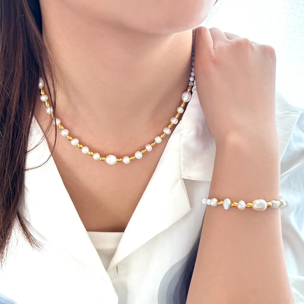 Bransoletka Natural Naszyjka z Natural Pearl Pearl, Koreańska wersja modnej kobiecej kreatywnej prostej temperamentu Elegancki nowy produkt