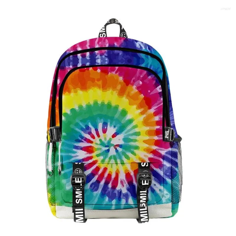 Backpack 3D Tie-Dye Women Men Kolorowe Oxford Waterproof na zewnątrz swobodne laptopa chłopcy studenci studenci szkolni