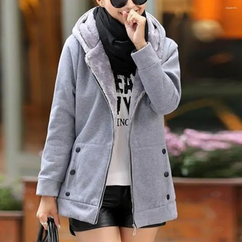 Dameshoodies SHUJIN Lente Winter Casual Warme Dikke Mode Fleece Rits Dames Sweatshirt met capuchon Plus Size S-4XL Kleding