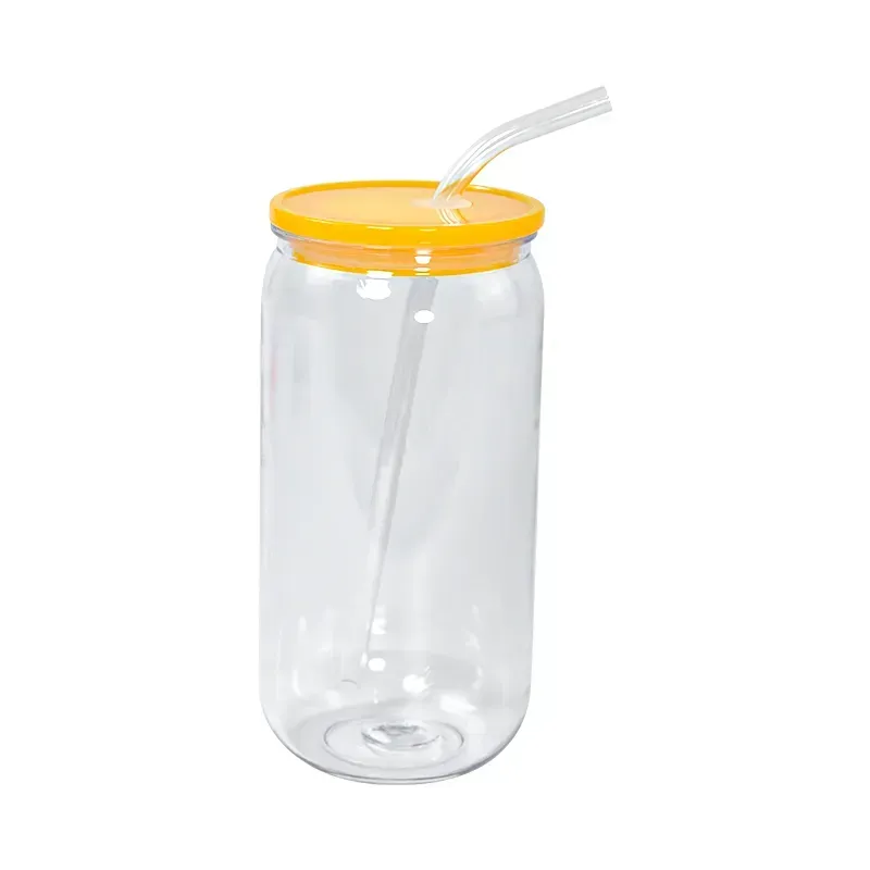 16oz Plastic Mason Jar PP acrylic single-layer cup with Straw 500ml Clear Mason Can PP Drinking Cup