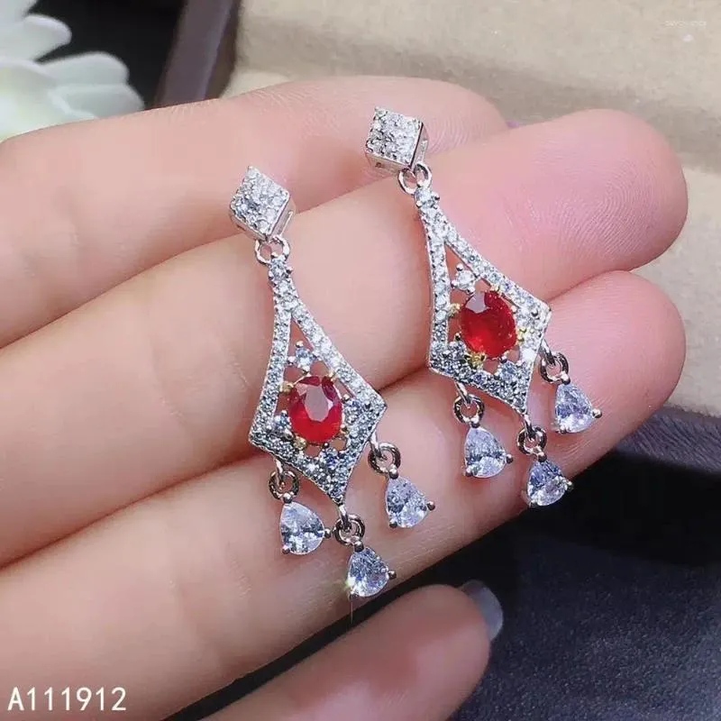 Dangle Oorbellen KJJEAXCMY Fijne Sieraden Natuurlijke Ruby 925 Sterling Zilver Vrouwen Ondersteuning Test Exquise