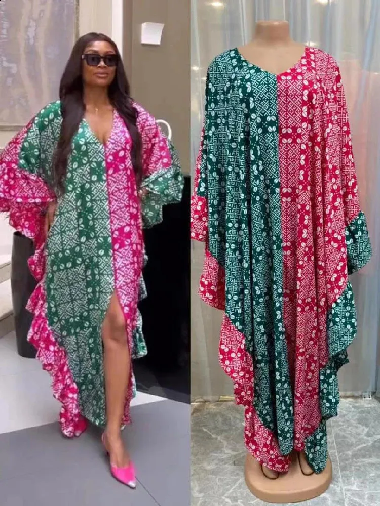 Roupas étnicas Plus Size Impresso Mulheres Africanas Vestido Longo Dashiki Kaftan Robe Elegante Mulheres Vestido de Festa de Casamento Roupas Nigerianas 231214