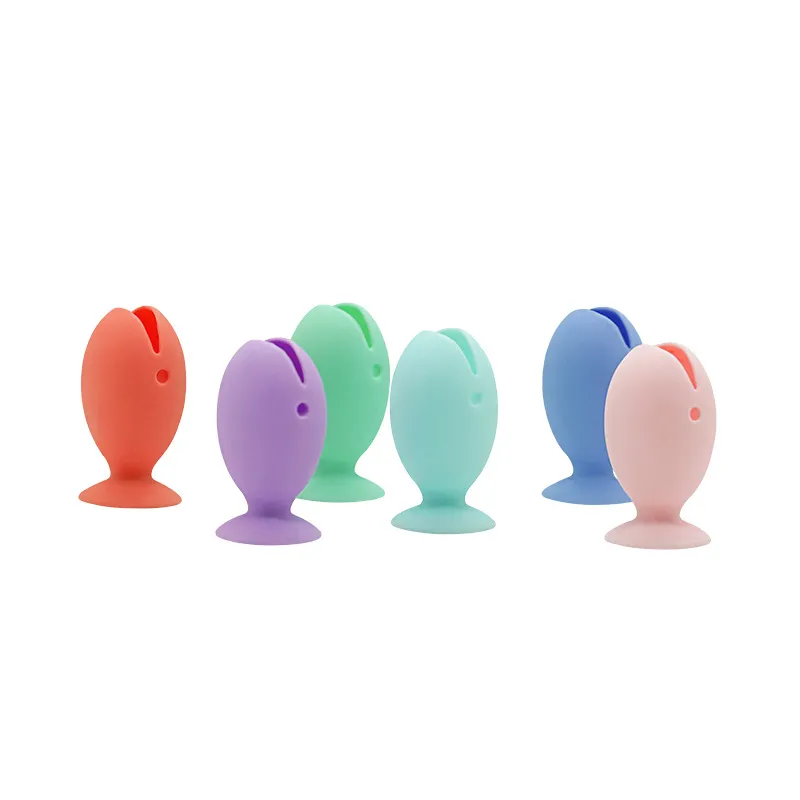Wholesale Silicone fish toothbrush holder protective cover standing toothbrush holder with suction cup storage rack