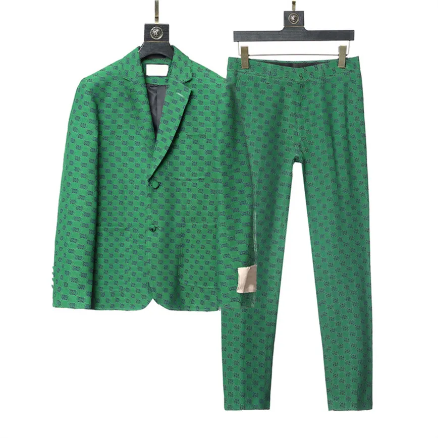 Lettre de concepteur gaufrage costumes pour hommes blazers de mariage smokings royal vert simple rangée garçons d'honneur homme blazers veste excellent manteau pantalon m-3xl