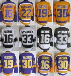 Men Retro Hockey 16 Marcel Dionne Jersey 30 Rogatien Vachon 33 Marty McSorley 22 Tiger Williams 19 Butch Goring Vintage Classic Embroidery Retire For Sport Fans