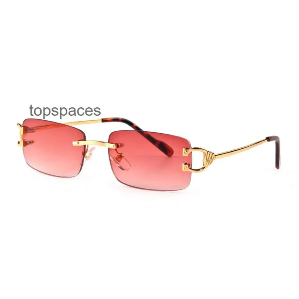 2024 Lunettes de soleil de designer rouge mode sport pour hommes unisexe lunettes de corne de buffle hommes femmes lunettes de soleil sans monture argent or cadre en métal lunettes lunettes