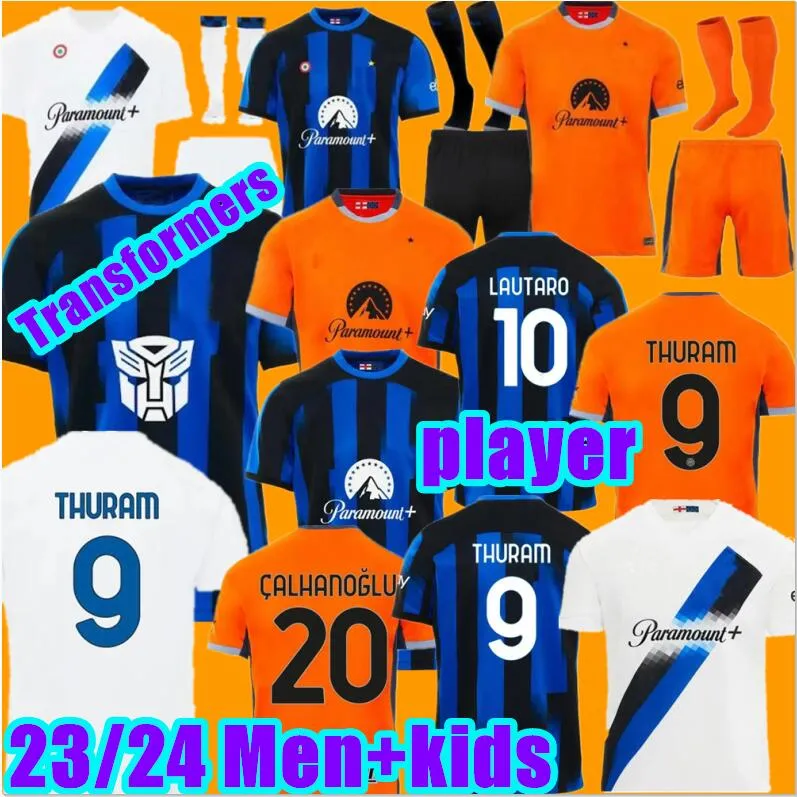 S-4XL 23 24 alexis Maglie da calcio Transformers LAUTARO THURAM BARELLA Kit per bambini Maillot de FRATTESI 2023 2024 MILANS Maglia da calcio casa terzo Tifosi speciali giocatore bambini